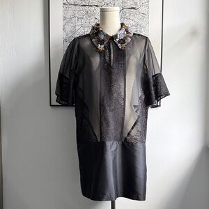 Darling Maeve Black Lace Dress with Embellished Collar